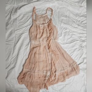 Free People Soft Peach Dress with Ruffle Trim